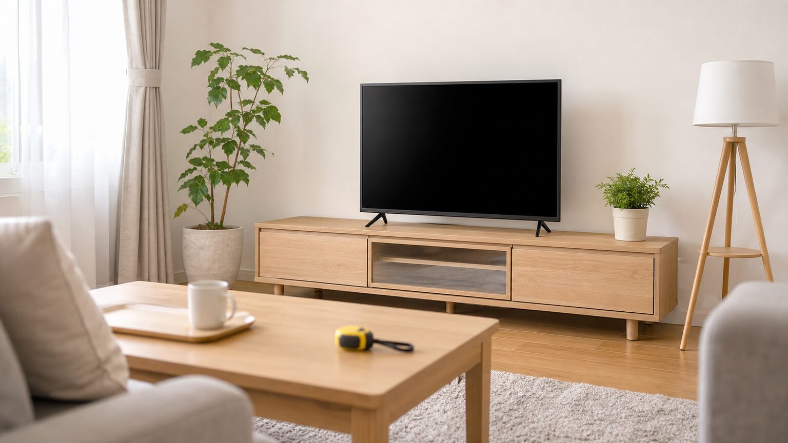32インチテレビの画面サイズは何cm？縦横寸法と設置幅の見極め方