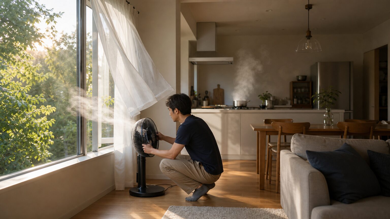 結論：サーキュレーターは排気経路があれば換気扇の代わりを補える