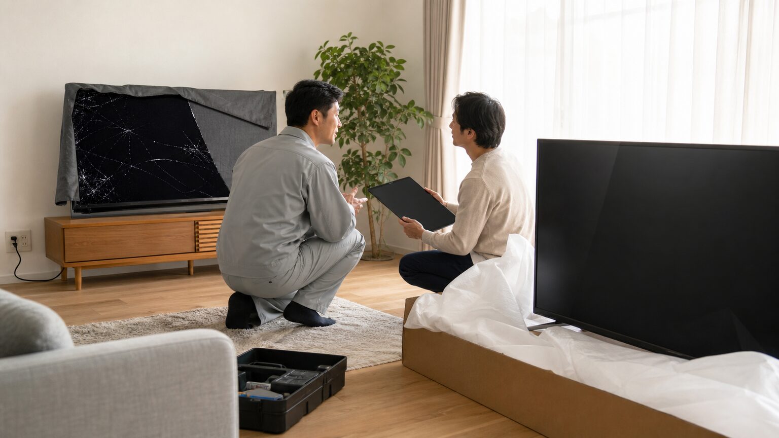結論：割れた有機ELテレビは使用を止め、見積もり後に修理か買い替えを選択