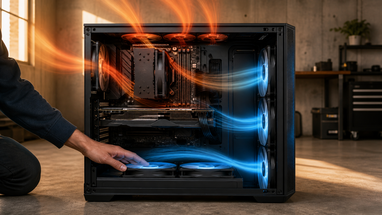 結論:PCケースは前面・下部から吸気し、背面・上部へ排気する流れを基準に整える