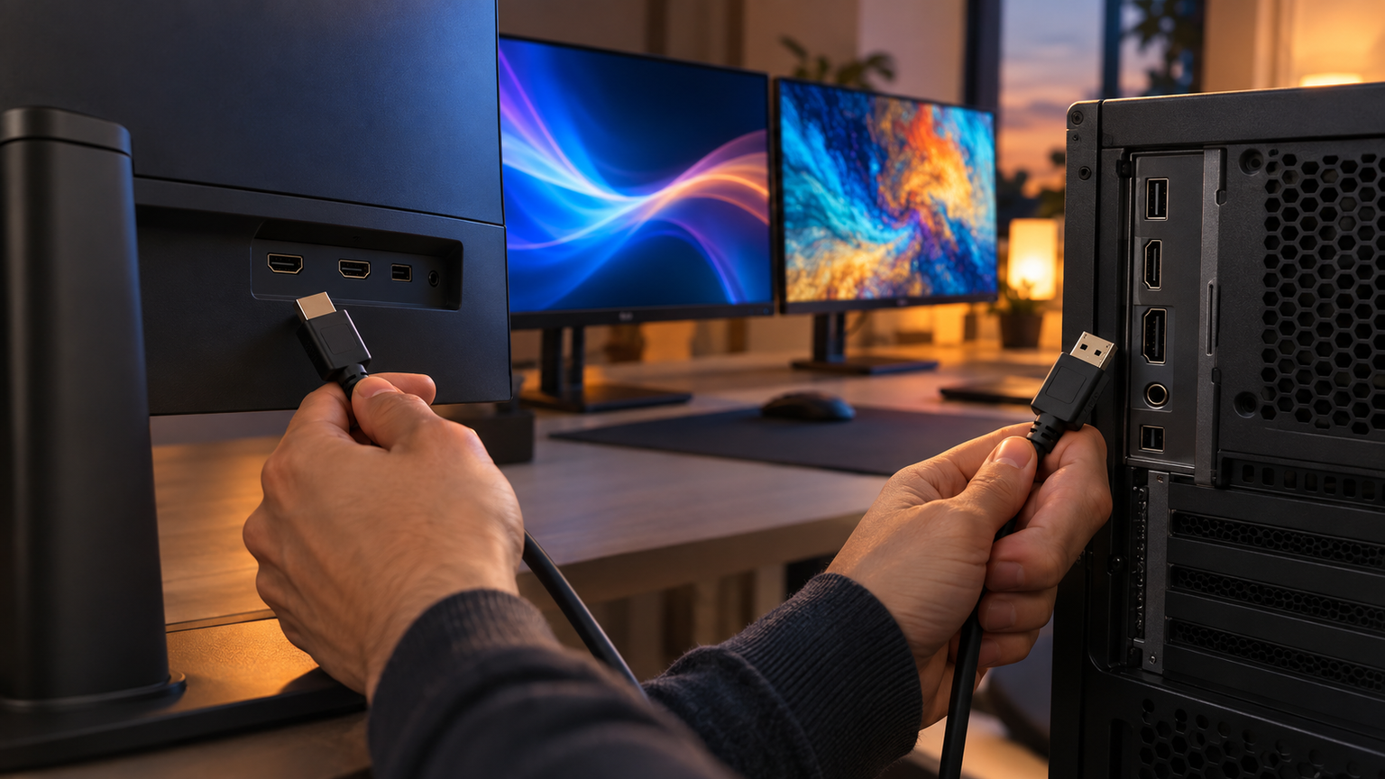 HDMIとDisplayPortは端子・表示条件・方向で決める