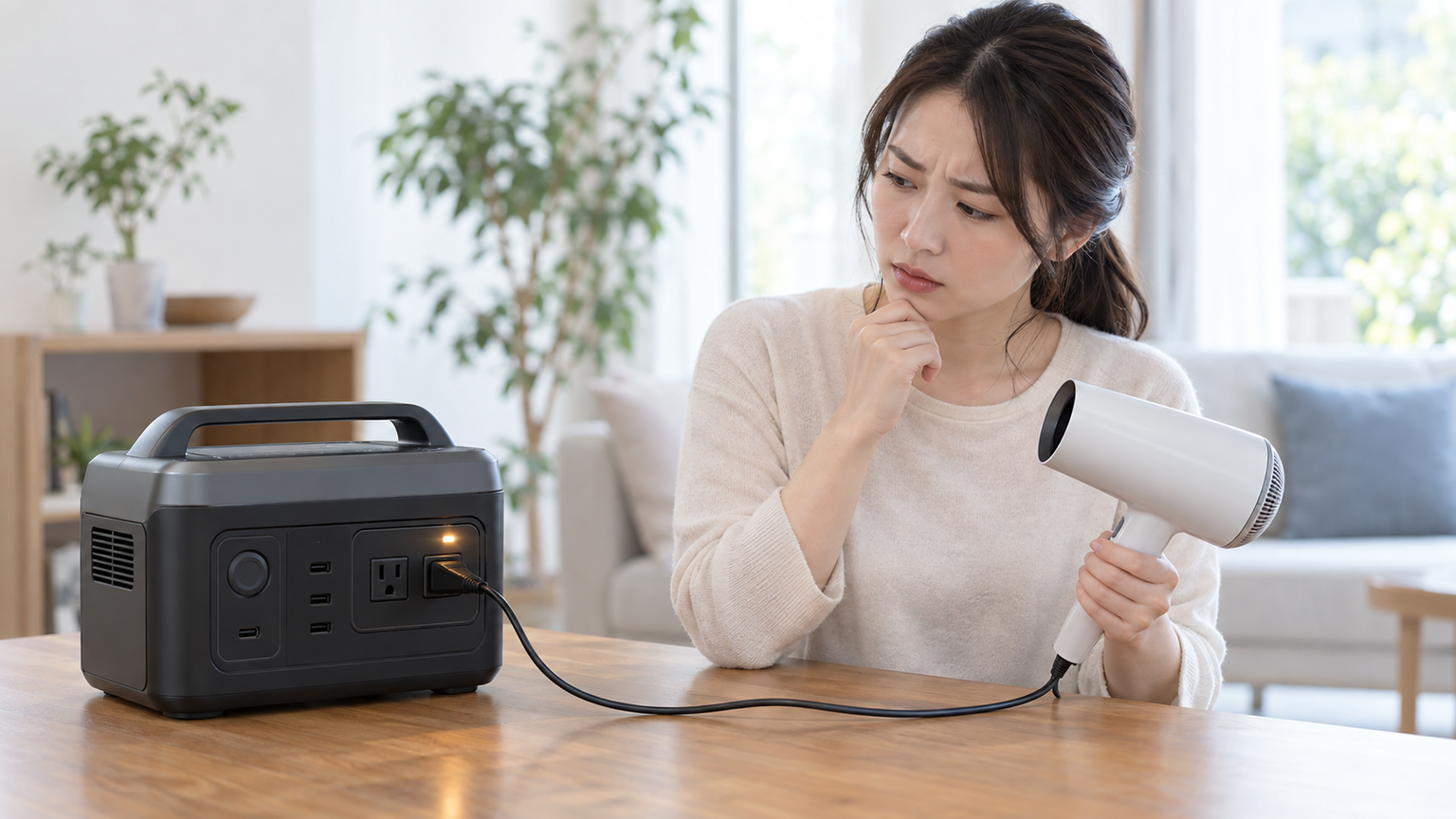 ポータブル電源でドライヤーが使えない原因は？必要な出力条件を解説